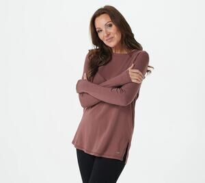 Zuda Z-Knit Pullover with Ruched Back Chestnut Size XXS